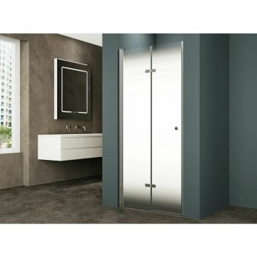 Usa de nisa pliabila Inter Ceramic 90 cm sticla opaca 6 mm profil alb mat
