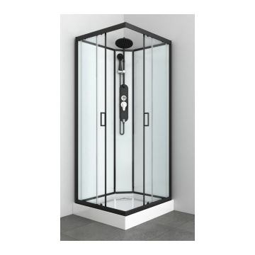 Cabina de dus completa hidromasaj Sanotechnik Quickline Epic Black 90x90xH235 cm patrata