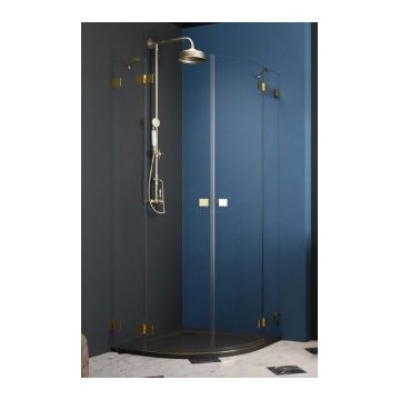 Cabina de dus Radaway Essenza Pro Gold PDD cu usi batante, 100x100 cm