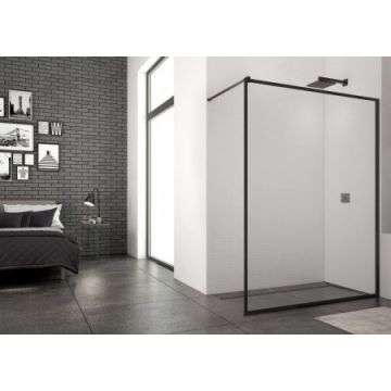 Cabina dus Walk-in SanSwiss Easy Loft 79 80xH200 cm profil negru ieftina