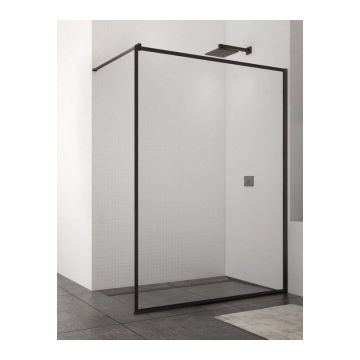 Cabina dus Walk-in SanSwiss Easy Loft 79 profil negru 100xH200 cm la reducere