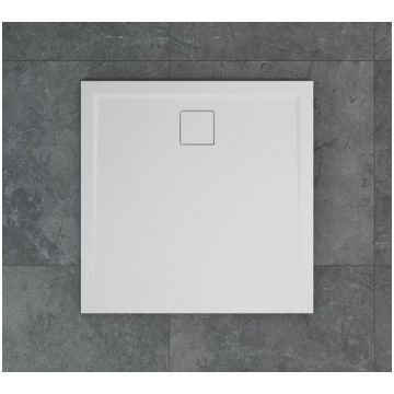 Cadita de dus SanSwiss Livada W20Q 100x100xH3,7 cm marmura sintetica alba