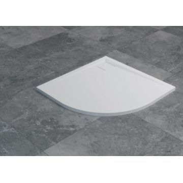 Cadita de dus SanSwiss Livada W20R semirotunda 80x80xH3,5 cm marmura sintetica alba