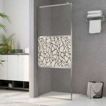 vidaXL Paravan de duș walk-in, 90 x 195 cm, sticlă ESG, model piatră