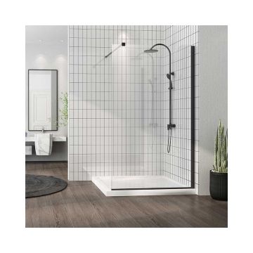 Paravan de dus tip Walk-in Fluminia Foxy Black 120x200 cm profil negru mat
