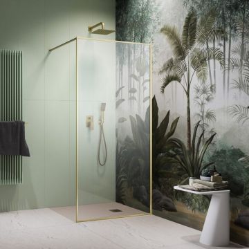 Paravan de dus tip Walk-in Radaway Modo F II auriu periat-transparent 155 cm sticla securizata 8 mm