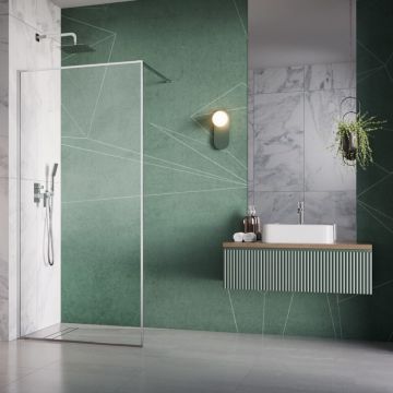 Paravan de dus tip Walk-in Radaway Modo F II crom lucios-transparent 105 cm sticla securizata 8 mm
