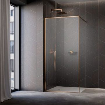 Paravan de dus tip Walk-in Radaway Modo F II cupru periat-transparent 120 cm sticla securizata 8 mm