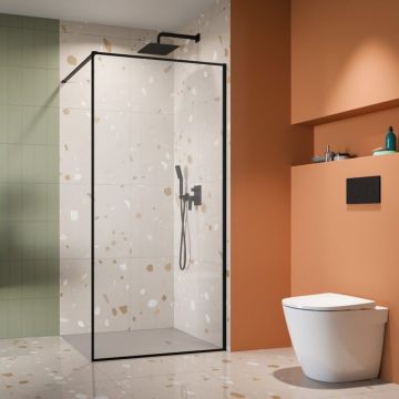 Paravan de dus tip Walk-in Radaway Modo F II negru mat-transparent 125 cm sticla securizata 8 mm