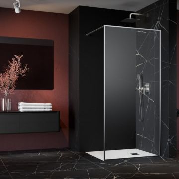 Paravan de dus tip Walk-in Radaway Modo F II nichel periat-transparent 140 cm sticla securizata 8 mm
