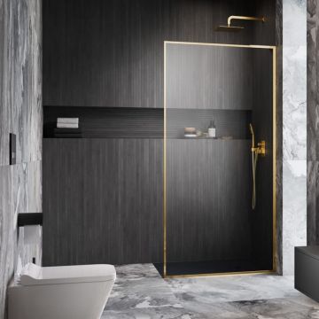 Paravan de dus tip Walk-in Radaway Modo F SL II auriu lucios-transparent 105 cm sticla securizata 8 mm dreapta