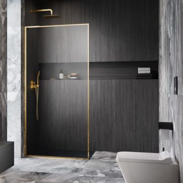 Paravan de dus tip Walk-in Radaway Modo F SL II auriu lucios-transparent 80 cm sticla securizata 8 mm stanga