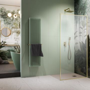 Paravan de dus tip Walk-in Radaway Modo F SL II auriu periat-transparent 90 cm sticla securizata 8 mm dreapta