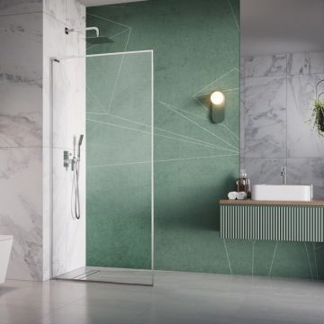 Paravan de dus tip Walk-in Radaway Modo F SL II crom-transparent 65 cm sticla securizata 8 mm stanga