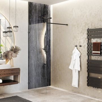 Paravan de dus tip Walk-in Roth Melina 120x200 cm profil negru