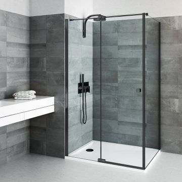 Usa de nisa batanta Roth Elegant Neo Line 90 cm sticla 8 mm negru