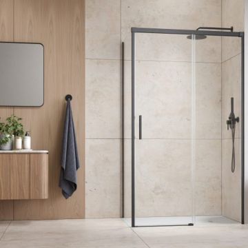 Cabina de dus dreptunghiulara cu usa glisanta Radaway Idea KDJ 120x75 cm finisaj GunMetal periat-transparent dreapta