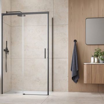 Cabina de dus dreptunghiulara cu usa glisanta Radaway Idea KDJ 130x80 cm finisaj GunMetal periat-transparent stanga