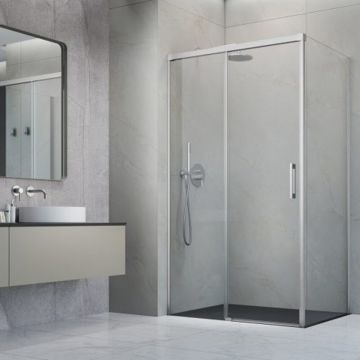 Cabina de dus dreptunghiulara cu usa glisanta Radaway Idea KDJ 130x90 cm finisaj nichel periat-transparent stanga