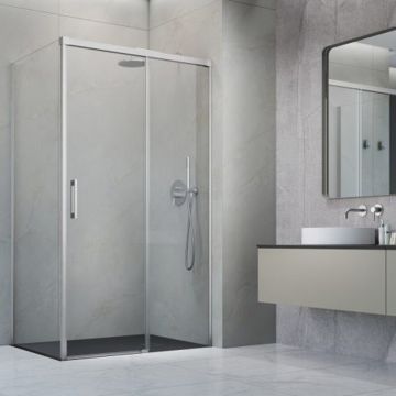 Cabina de dus dreptunghiulara cu usa glisanta Radaway Idea KDJ 160x70 cm finisaj nichel periat-transparent dreapta