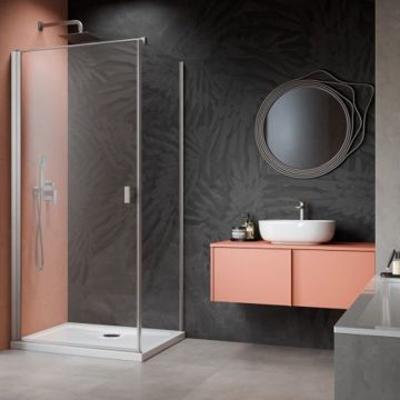 Usa de nisa batanta Radaway Nes KDJ I 80 cm sticla 6 mm finisaj nichel periat-transparent deschidere stanga