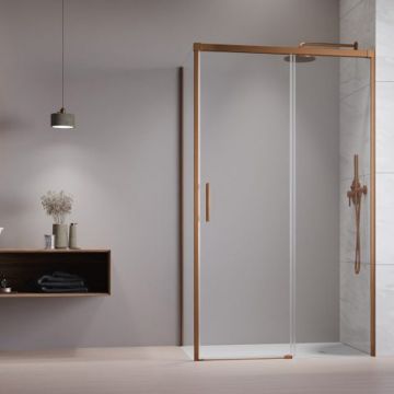Usa de nisa culisanta Radaway Idea KDJ 130 cm sticla 6 mm finisaj cupru periat-transparent deschidere dreapta