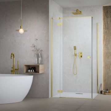 Cabina de dus dreptunghiulara cu usa batanta Radaway Essenza KDJ 100x110 cm auriu-transparent stanga