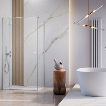 Cabina de dus dreptunghiulara cu usa batanta Radaway Essenza KDJ 100x70 cm crom-transparent stanga
