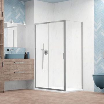 Cabina de dus dreptunghiulara cu usa glisanta Radaway Alienta 110x80 cm crom-transparent