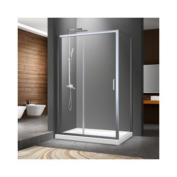 Cabina de dus dreptunghiulara Fluminia Iris cu usi culisante 100x80 cm crom