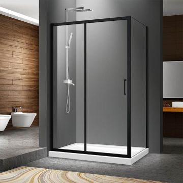Cabina de dus dreptunghiulara Fluminia Iris N cu usa culisanta 120x90 negru