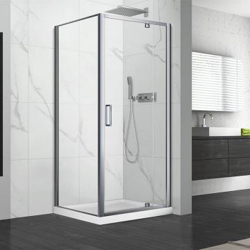 Cabina de dus patrata cu usa pivotanta Fluminia Andina 80x80 crom