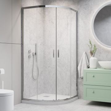 Cabina de dus semirotunda cu usi glisante Radaway Alienta 80x100 cm crom-transparent