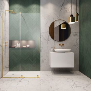 Paravan de dus tip Walk-in Radaway Furo auriu-transparent 100 cm sticla securizata 8 mm stanga