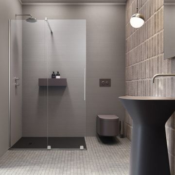 Paravan de dus tip Walk-in Radaway Furo crom-transparent 150 cm sticla securizata 8 mm stanga