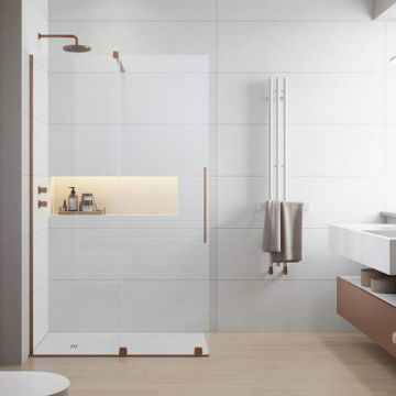 Paravan de dus tip Walk-in Radaway Furo cupru periat-transparent 100 cm sticla securizata 8 mm stanga