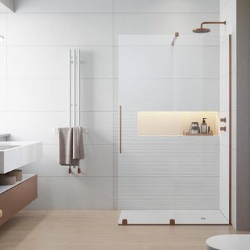 Paravan de dus tip Walk-in Radaway Furo cupru periat-transparent 130 cm sticla securizata 8 mm dreapta