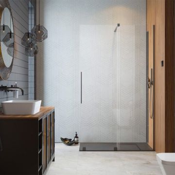 Paravan de dus tip Walk-in Radaway Furo GunMetal periat-transparent 110 cm sticla securizata 8 mm dreapta