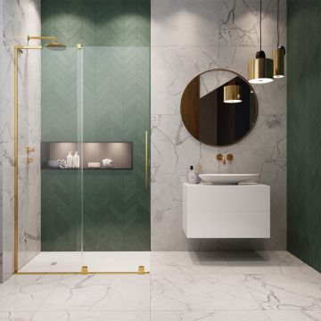 Paravan de dus tip Walk-in Radaway Furo SL auriu lucios-transparent 100 cm sticla securizata 8 mm stanga