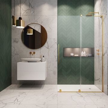 Paravan de dus tip Walk-in Radaway Furo SL auriu lucios-transparent 110 cm sticla securizata 8 mm dreapta