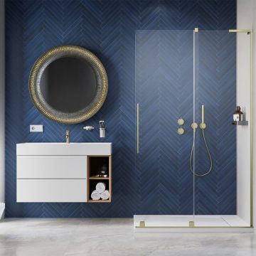 Paravan de dus tip Walk-in Radaway Furo SL auriu periat-transparent 90 cm sticla securizata 8 mm dreapta