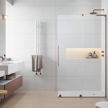 Paravan de dus tip Walk-in Radaway Furo SL cupru periat-transparent 80 cm sticla securizata 8 mm dreapta