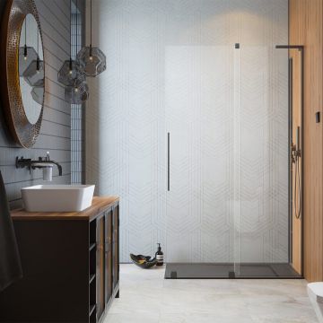 Paravan de dus tip Walk-in Radaway Furo SL GunMetal periat-transparent 100 cm sticla securizata 8 mm dreapta