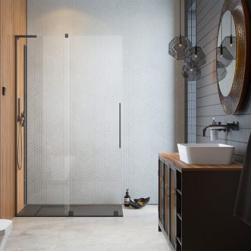 Paravan de dus tip Walk-in Radaway Furo SL GunMetal periat-transparent 80 cm sticla securizata 8 mm stanga