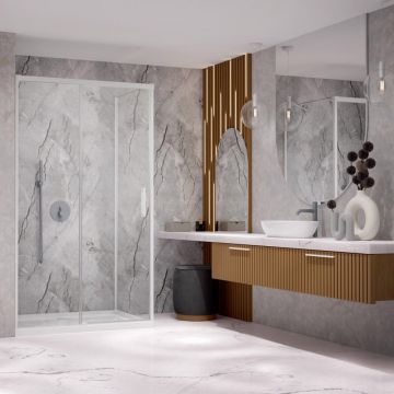 Perete lateral dreapta Radaway Idea KDJ 100 cm alb-transparent sticla 6 mm