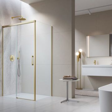 Perete lateral stanga Radaway Idea KDJ 120 cm auriu periat-transparent sticla 6 mm