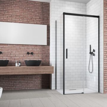 Perete lateral stanga Radaway Idea KDJ 75 cm negru-transparent sticla 6 mm