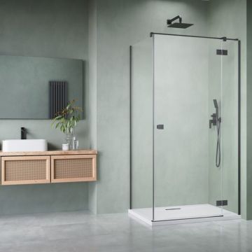 Usa de nisa batanta Radaway Essenza KDJ 110 cm sticla 6 mm finisaj GunMetal periat-transparent deschidere dreapta