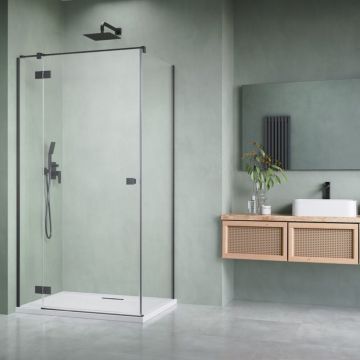 Usa de nisa batanta Radaway Essenza KDJ 90 cm sticla 6 mm finisaj GunMetal periat-transparent deschidere stanga