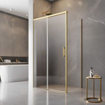 Usa de nisa culisanta Radaway Idea KDJ 130 cm sticla 6 mm auriu-transparent deschidere stanga
